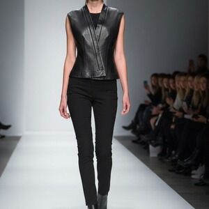 $1,650 Kaufmanfranco 021 Signature Runway Black Leather Vest Mesh 8 USA Made